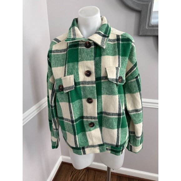 Staccato Green Plaid Jacket Size Medium - Picture 1 of 3